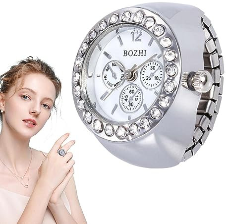 PW TOOLS Montre Doigt - Montre à Quartz Vintage avec Anneau d'horloge | Bague Montre à Affichage précis, Bague d'horloge Ronpour Hommes, Femmes, Bijoux, Cadeaux