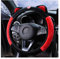 Bittwee Auto Lenkradhülle Flauschig Weich Plüsch für Winter Warm Niedlich Lenkradschoner mit Kitty Katzenohren Universal 15 Zoll Elastisch & Anti-Rutsch Lovely Decor Auto Zubehör (Schwarz/Rot)
