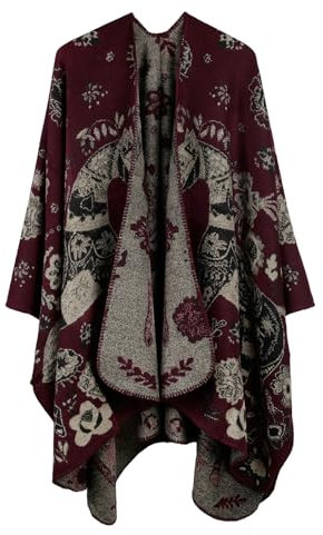 Qlauca Damen Pashmina Schals und Wraps Weiche Winter Warm Reversible Oversized Decke Schal, Pferdewein, Large