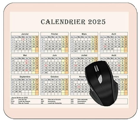 Tapis de Souris,Calendrier 2025 Tapis de Souris Gamer Mousepad,Fond De Couleur Rose Rectangulaire Tapis de Souris - Gaming