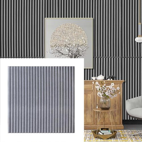HAILM 10 PCS 70x70cm 3D Wandpaneele Peel and Stick, 3D Ziegel Tapete XPE Schaum Ziegel Selbstklebende Wanddekoration, für Wohnzimmer Schlafzimmer Büro Lobby Hotel,Grau