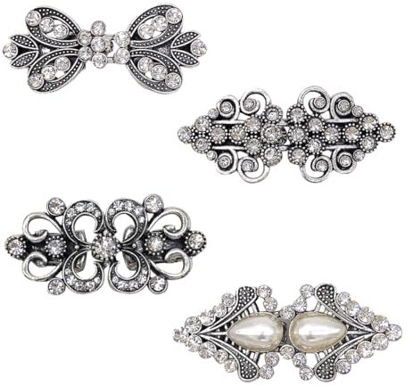 GXGM 4 Pièces Clips à Châle Chandail Vintage Clips,Broche Femme Vetement,Broches Et Pins pour emme,à Cardigan Cape Rétro Tourbillon Clips,à Cape Antiques Fermoir Clips