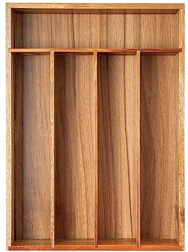 Conflech Silverware Organizer Acacia Kitchen Drawer Organizer 10 Inch Utensil Organizer Silverware Holder Cutlery Organizer in drawer Flatware Organizer Tray