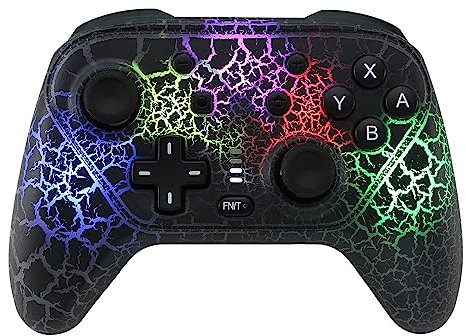 REDSTORM Controller für Switch/Lite/OLED/PC, Cooles RGB Licht Pro Controller kabellos Gamepad mit Bewegungssteuerung, Turbo-Funktion, 5 Stufen Vibration, Tastenbeleuchtung