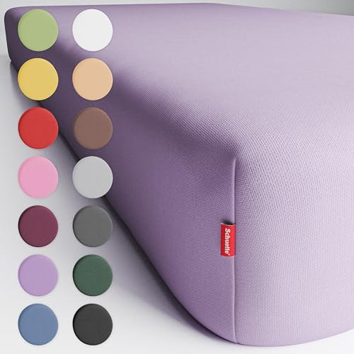 Schuette® Spannbettlaken • 90x200 cm • Wow! Kollektion: Violette (Hellviolett) • 100% Superfluff Baumwolle, Blickdicht, Faltenfrei • mit Rundumgummi • Matratzenhöhe bis 20 cm