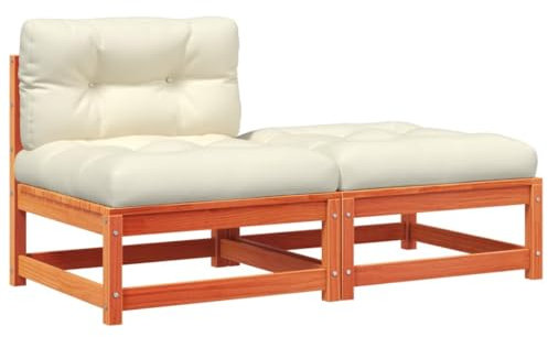 vidaXL Gartensofa ohne Armlehnen mit Kissen und Hocker