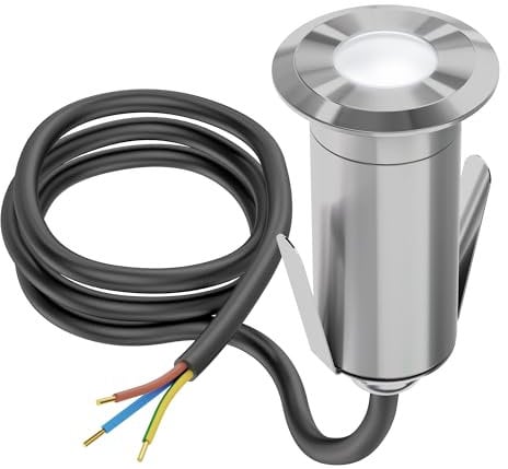 ledscom.de LED Bodeneinbauleuchte GLOX für außen, IP67, aluminium, rund, 35mm Ø, weiß, matt
