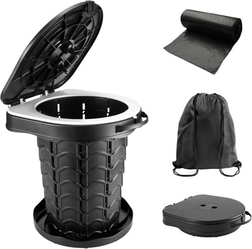 Portable Toilet Camping Toilet Retractable Toilets (Black, M)