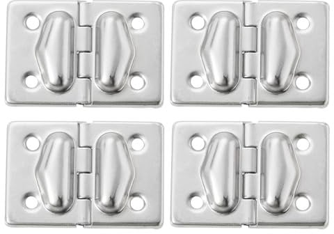 sourcing map 4Pcs Toolbox Suitcase Box Metal Hinges Support, 44x30mm Stainless Steel Lightweight Hinges for Home Door or Window, Cabinet, Tool Box, Silver