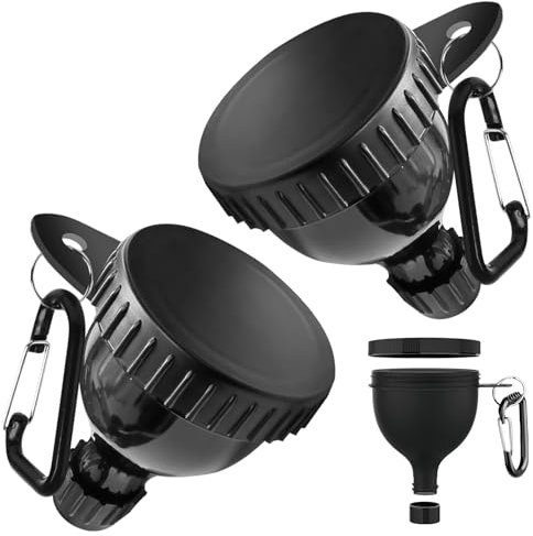 Yuerme Small Portable Protein Powder Container, [2 Pcs] Upgraded Protein Powder Storage with Carabiners, Supplement Funnels Dispenser Container for Workout and Travel