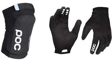POC Joint VPD Air Knee - Leichter und flacher Knieschoner, der für Komfort und Sicherheit am Trail sorgt, Uranium Black, M & Resistance Enduro Glove Fahrradshirt, Uranium Black, M