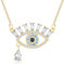 KINGWHYTE Sterling Silver Turkish Evil Eye Necklace for Women - Gold Rhinestone Teardrop CZ Eye Pendant - Protection Amulet - Adjustable 20 Inch Chain