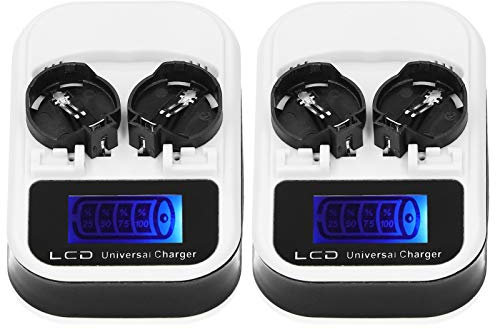 2 Pièces Chargeur de Batterie Bouton LCD pour LIR2016 LIR2025 LIR2032 ML2016 ML2025 ML2032 CR2032, Affichage LCD Bouton de Rechargeable