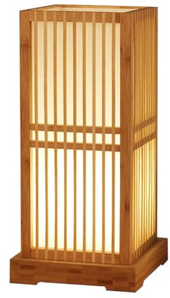 Jadssox Tischlampen aus Bambus, quadratisch, Nachttischlampe, Bauernhaus, Schreibtischlampe, Nachtlicht, Tisch-Nachttischlampen im japanischen Stil, Akzentlampe für Schlafzimmer, Teestube, Café, Büche