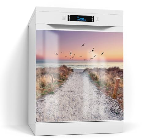 DEQORI Pellicola magnetica per lavastoviglie, 60 x 60 cm, motivo alba del Mar Baltico, tappetino magnetico decorativo per lavastoviglie, pellicola decorativa magnetica, autoadesiva, magnetica e