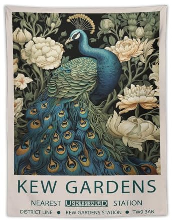 William Morris Kew Gardens Pfauenpflanzen-Poster, cooler Wandteppich, Kunstdrucke, Wandgemälde, Kunstwerke, Wandteppich, hängendes Bild, Geschenk, Schlafzimmer, Heimdekoration, 76,2 x 101,6 cm