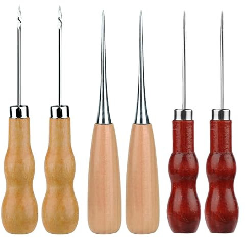 6PCS Bradawl Tool for Wood, Gourd Shape Awl Tool,Brown Beige Sewing Awl for Wood, Sewing Awl, Awl Tool, Suitable for Broken Wire Make Mark Drilling Stitching Repair and DIY Handmade