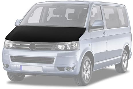 Protector del Capo Compatible con VW T5 Transporter & Caravelle 2003-2009 Protección del Capó Bonnet Bra Tuning - Negro