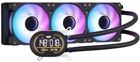 darkFlash DH360D V1.2 All-in-One-Flüssigkeits-CPU-Kühler mit Display, CPU-Überwachung, ARGB-Synchronisierung, PWM-Lüftern 360 mm AIO, CPU-PC-Kühler für Intel 1851/1700, AMD AM4/AM5 (Schwarz)