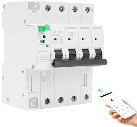 Interruttore magnetotermico differenziale wifi Salvavita 63A 4P 30ma tuya/Smart Life APP Recovery Reclosing Protezione dalle perdite richiudibile Protezione dalle perdite per sottotensione.