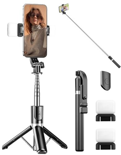 67 Selfie Stick Tripod with 2 Fill Lights, 360° Rotating Phone Tripod Stand with Remote, Portable Extendable Selfie Tripod for Live/Video Travel for iPhone 16/15/14/13/12/11 Pro Max Plus Samsung