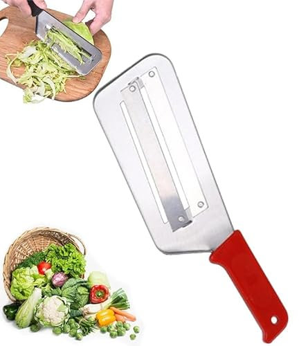 Dual Blade Julienne Cutter, Stainless Steel Dual Blade Julienne Cutter, Stainless Steel Shredder Knife, Cabbage Shredder Kitchen Grater Slicer,Multifunctional Vegetable (Red)