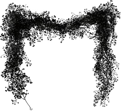 Ghirlanda decorativa per Halloween con foglie di eucalipto nero, 180 cm, con foglie di vite nere autunnali, decorazione per Halloween, per telai di porte, scale, feste infestate (Thunbergia Truncatum)