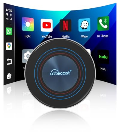 2026 Ottocast I3 AI Box für BMW, Wireless CarPlay Adapter mit Netflix/YouTube Unterstützung, Android 13 System, Split-Screen, 4GB+64GB, Video-Box für OEM Wireless CarPlay Fahrzeuge