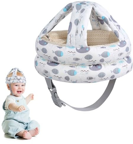 Casque Bebe Antichoc Protection, 1 pièce Casque Anti Chute Bebe, Casq UE Bé bé Anti Choc, Casq UE Protection B ebe, pour Enfant Garçon Fille Apprendre à Ramper et à Marcher, Blanc.