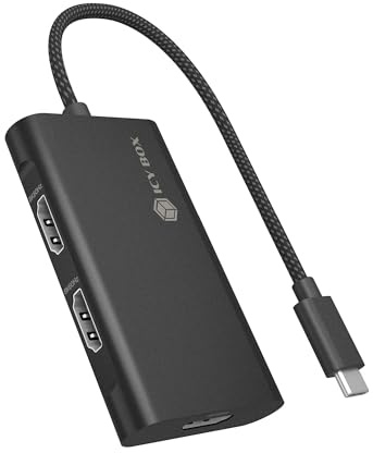 ICY BOX (USB-C zu 3× HDMI Adapter 8K@60Hz Single-Display, 4K@144Hz Dual-Display, 4K@60Hz Triple-Display, USB 3.2 Gen 2, MST, 20 cm Kabel, IB-AD1030-C