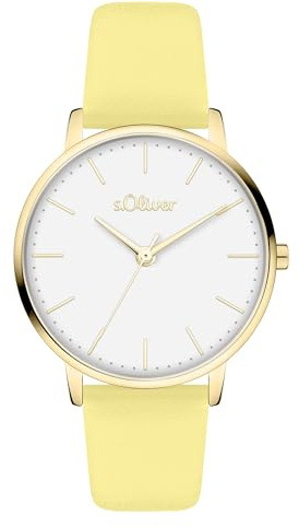 s.Oliver Damenuhr - 34 mm - Flache, Zeitlose, alltagstaugliche, analoge Armbanduhr für Damen mit Quarzwerk - 3 ATM wasserdicht - Kratzfest - Geschenkidee