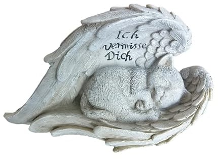 Relaxdays Grabschmuck für Katze, Gartendeko Figur, Andenken für Tier, Katzenengel, wetterfester Katzengedenkstein, Farbe