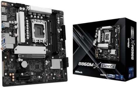 ASRock B860M-X Gen5 Motherboard, Micro ATX, LGA1851 Socket, Intel B860 Chipset, DDR5 bis 9066+ MHz, PCIe 5.0