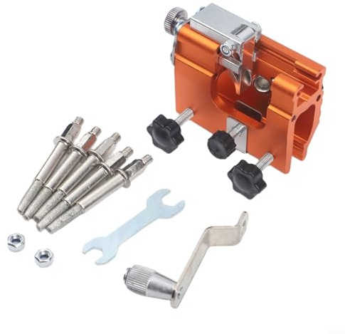 Kettensägen-Kettenschärfgerät mit Gehäuse aus Aluminiumlegierung und verstellbarem Winkel für zuverlässige Kantengenauigkeit (gelb)