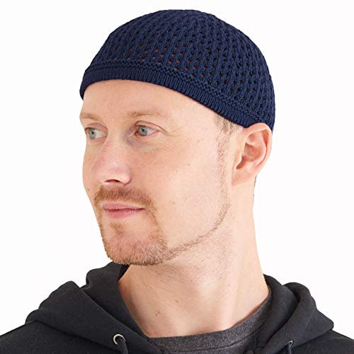 CHARM Strick Baumwolle Schädel Mütze Kufi Islam Gebets Hut Häkel Masche Schädelmütze Beanie Herren Kopfbedeckungen Für Jede Jahnreszeit Marine