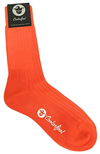 Coolorfool Calzini filo di Scozia di lusso da uomo e da donna - 100% cotone pregiato Corallo estremo T38/40