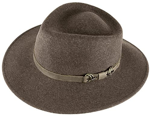 Alpenleder Hut - Modell: Padua (Handgefertigt) - Nachhaltiges Bio-Filz aus regionaler Landwirtschaft | Fedora Wollhut, Hüte Damen & Herren, Filzhut *Fair Produziert* (Größe:M, 57-58cm, Saddle Brown)