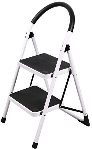 REDCAMP Folding 2 Step Ladder with Handrails,Heavy Duty Kitchen Steps Stool for with Anti-Slip Feet & Sturdy Frame,Ideal for Adults Elderly Home Office,Holds 330 lbs