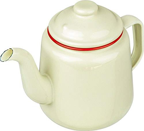 New Falcon Enamel Teapot Cream with Red Trim 1.5 Litre 669614