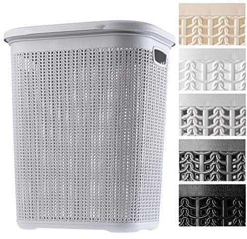 KADAX Wäschekorb, 50L, multifunktionale Wäschetruhe mit Deckel, leichter Wäschesammler, Wäschesortierer aus Kunststoff, für Bad, schmutzige Kleidung, Spielzeug, Wäschebox (grau)