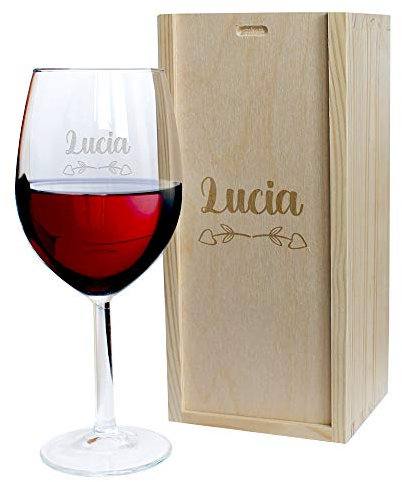 Angolo del Regalo Calice da Vino inciso con Cassetta Personalizzata - Modello Amore