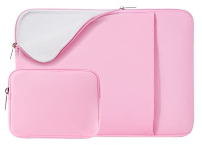 RAINYEAR 16 Inch Laptop Sleeve Protective Soft Case with Front Pocket & Accessories Pouch, Specially Compatible with 16 MacBook M1 M2 M3 M4 A2141 A2485 A2780 A2991 A3403 A3186(Pink,Upgraded Version)