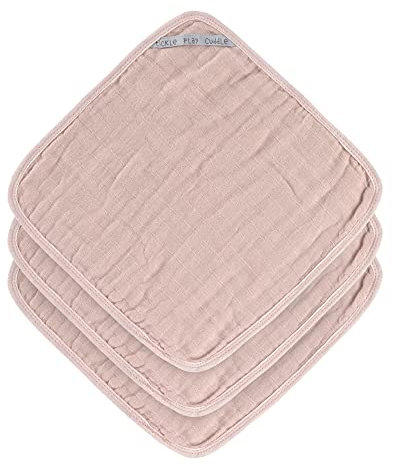 LÄSSIG Muslin Waschlappen Baumwolle 3er Set/Wash Cloth powder pink
