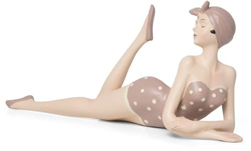 Moritz Deko Figur Badenixe mit Schwimmhaube Kantenhocker Shabby Chic Stil Dekoration Roter Badeanzug