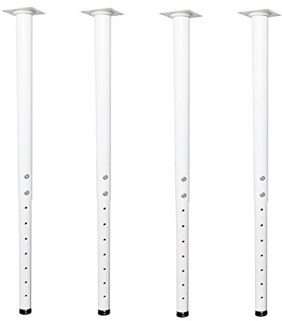 Jahof Pieds de Table Réglables de 55 à 90 cm, Pieds de Meuble en Métal Ø42/38mm avec Vis, Pieds Télescopiques pour Bricolage, RV, Maison et Bureau (4 pièces, Blanc)