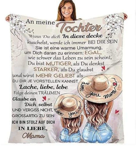 ZQYMM Personalisierte Decke Tochter Geschenke von Mama, Mutter Tochter Geschenke, Kuscheldecke Flauschige, Witziges Geburtstagsgeschenk für Meine Tochter, 18 Geburtstag Mädchen