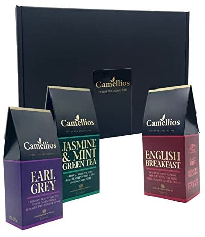 Tea Selection Gift Set, 3 Premium Specialty Teas, Eco Friendly Gift, Camellios (3 Packs, 15 Tea Bags Each)