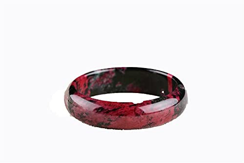 NEFSO Bracelet jonc en Jade Rose Naturel Rose Fleur Noire Bracelet en Jade Pierre gemme Authentique jadéite Jade Bijoux en Jade véritable Jade