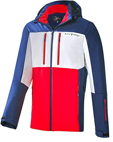 Black Crevice Herren Skijacke, 10.000mm Wassersäule, atmungsaktiv, blau/rot/weiß, L