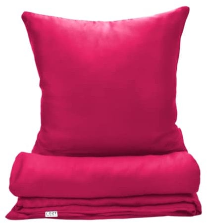 COZY HEAVEN | Luxus Lyocell Bettwäsche (Tencel™) | Gewonnen aus Eukalyptus u.a. | Ultra weich & hochwertig | Hypoallergen | Atmungsaktiv gegen Schweiß | Nachhaltig (135x200 + 80x80, Berry Red)